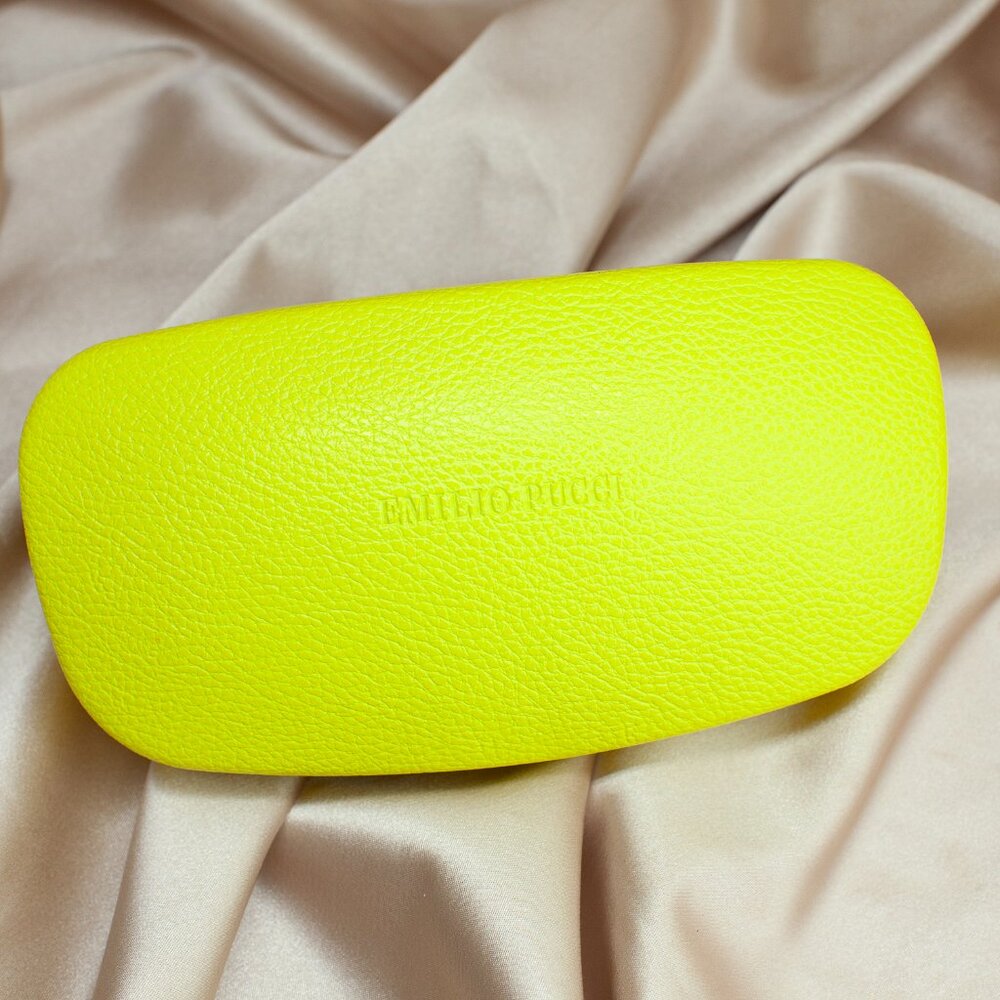 Emilio Pucci Neon Yellow Hard Sunglass Case Pop Summer Color EUC